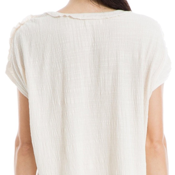 NWT Max Studio Tied Short Sleeve Oversized Fit Top in Eggshell - Picture 3 of 12